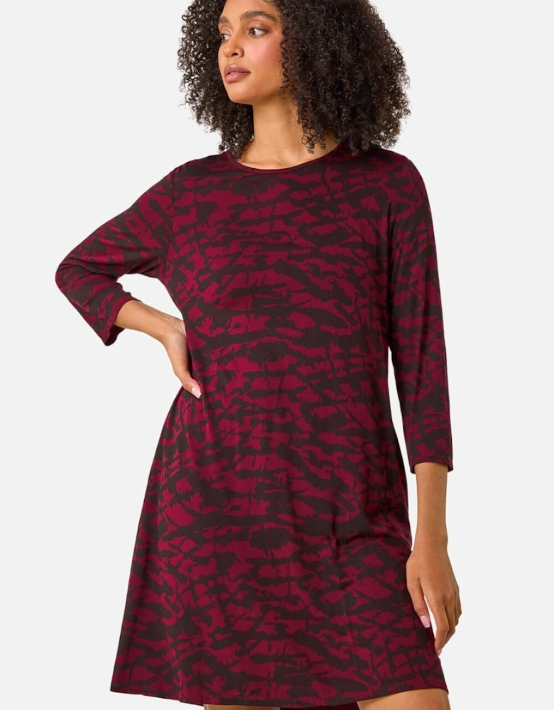 Abstract Print A-Line Dress
