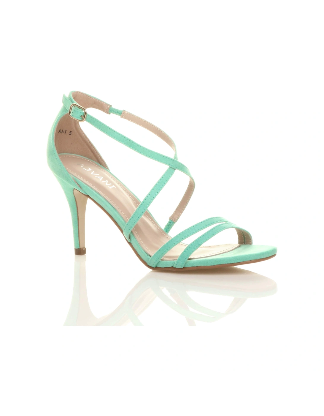 High  Heel Crossed Straps Buckle Faux Suede Heeled Sandals, 2 of 1