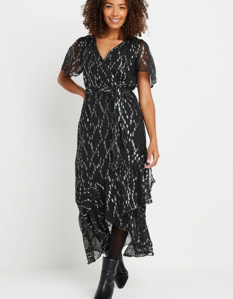 Metallic Wrap Dress