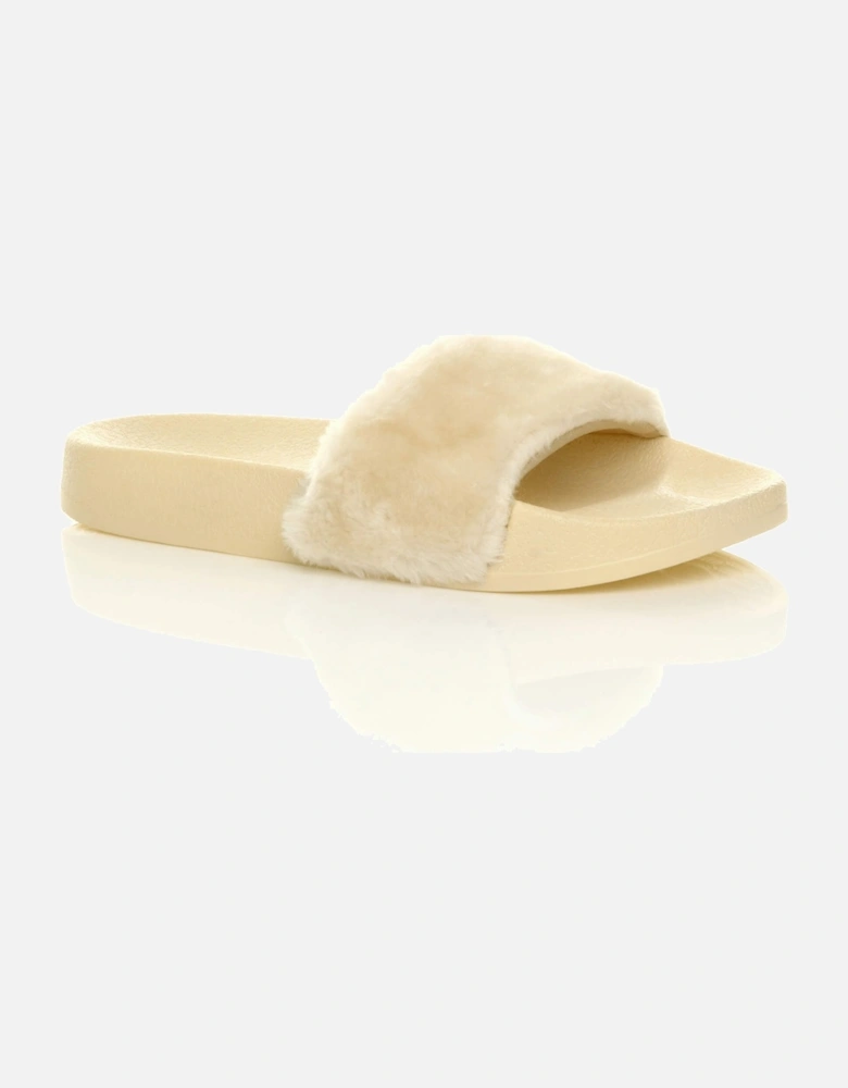 Flat  Heel Faux Fur Flip Flop Sandals  Sliders