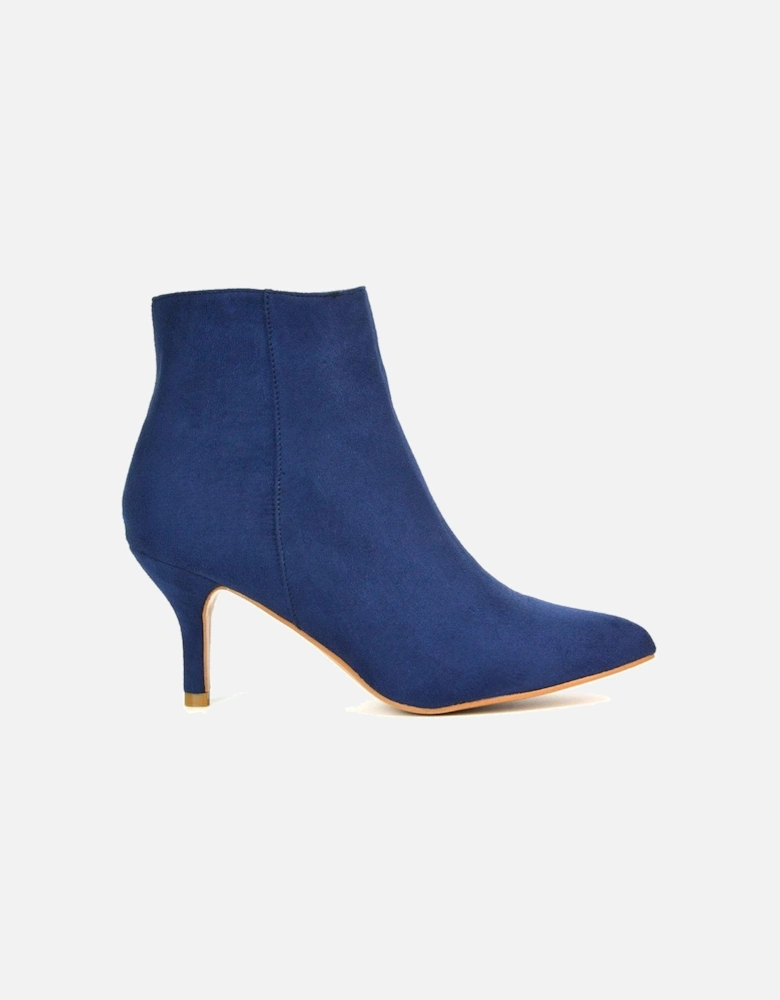 'Anastsia' Low Mid Kitten High Heel Stiletto Zip-Up Ankle Boots
