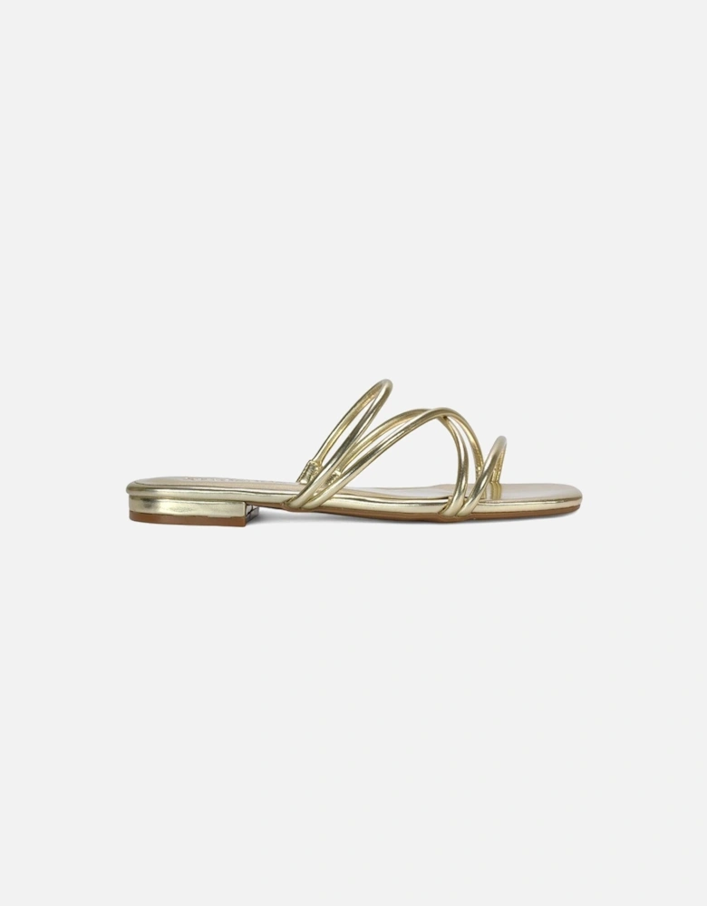 'Suzzie' Strappy Flat Slip On Square Toe Slider Mule Sandals
