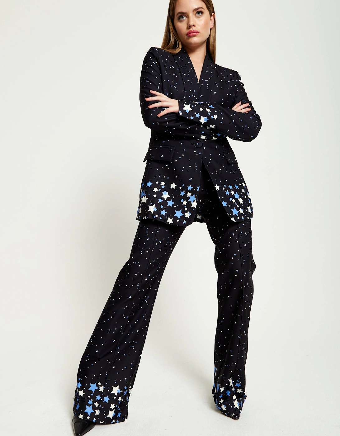 Star Print Trousers In Black, 2 of 1