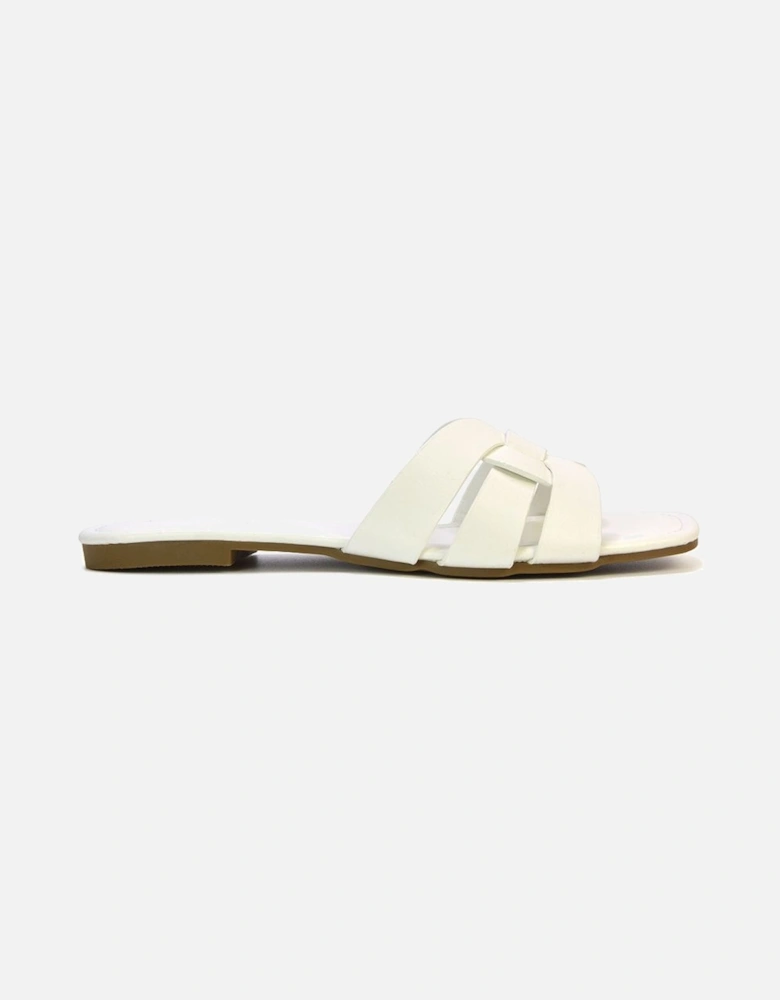 'Luci' Square Toe Slip On Strappy Flat Sandals