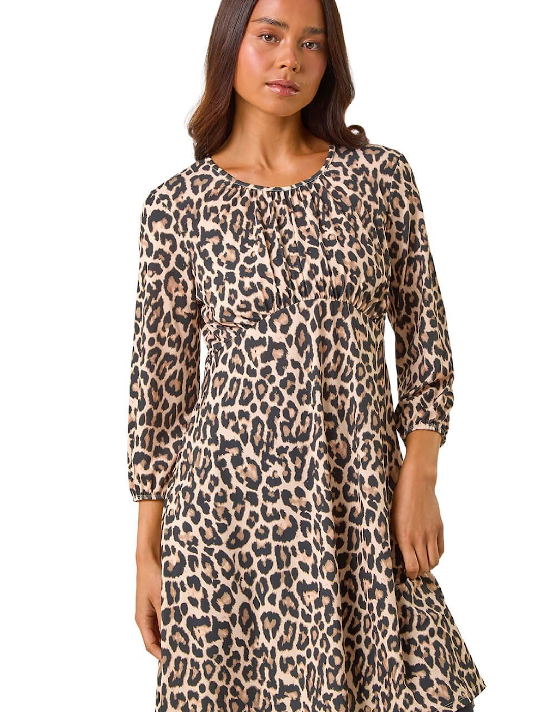 Petite Animal Print Gathered Waist Dress, 2 of 1