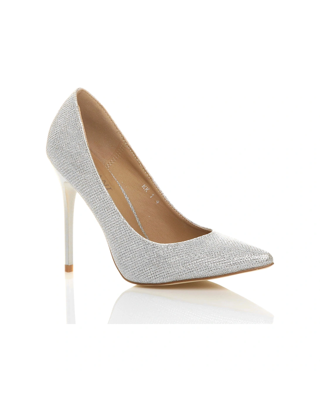 High Stiletto Heel  Glitter Mesh Court Shoes, 2 of 1