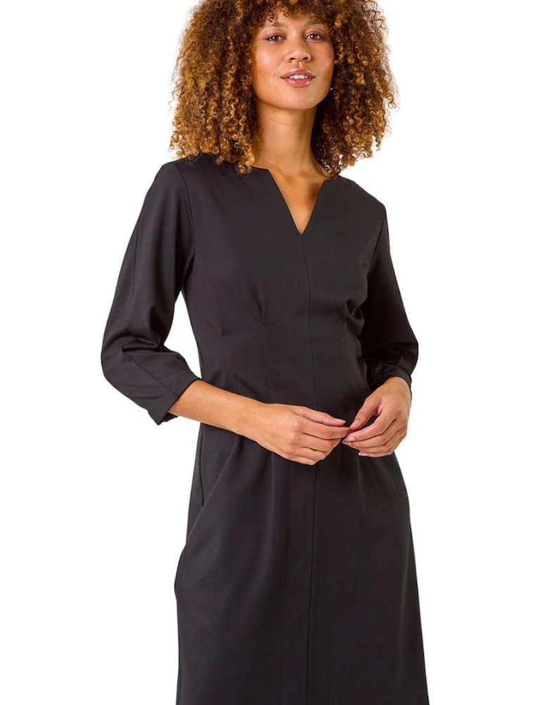 Ponte Notch Neck Stretch Dress
