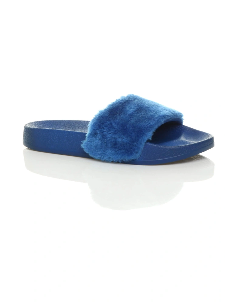Flat  Heel Faux Fur Flip Flop Sandals  Sliders
