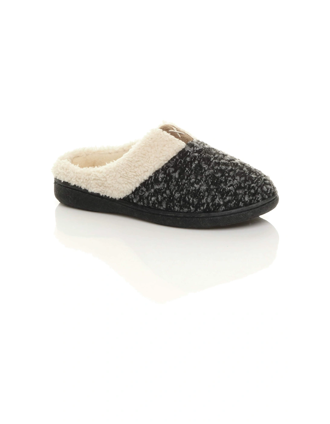 Flat  Heel Two Tone Borg  Slippers, 2 of 1
