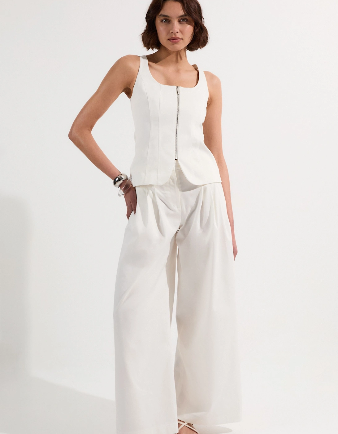 Tailored Denim Peplum Wide Leg Jumpsuit, 2 of 1