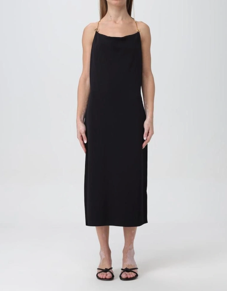 Chain Strap Cowl Neck Midi Dress - Black Dresses