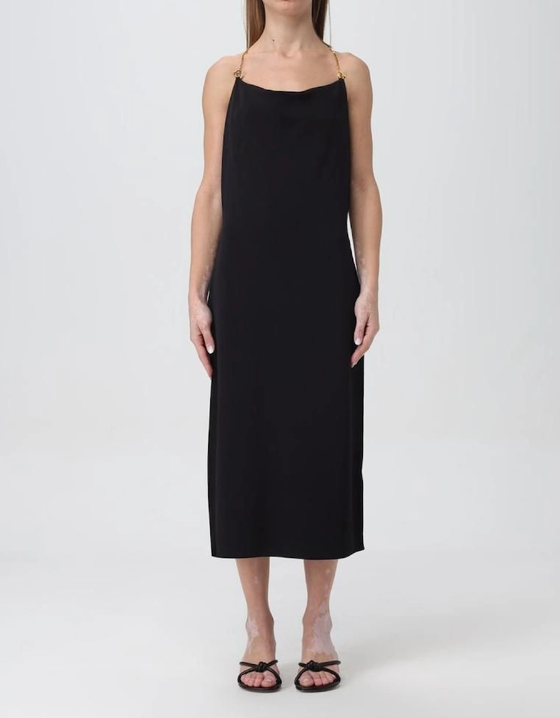 Chain Strap Cowl Neck Midi Dress - Black Dresses, 2 of 1