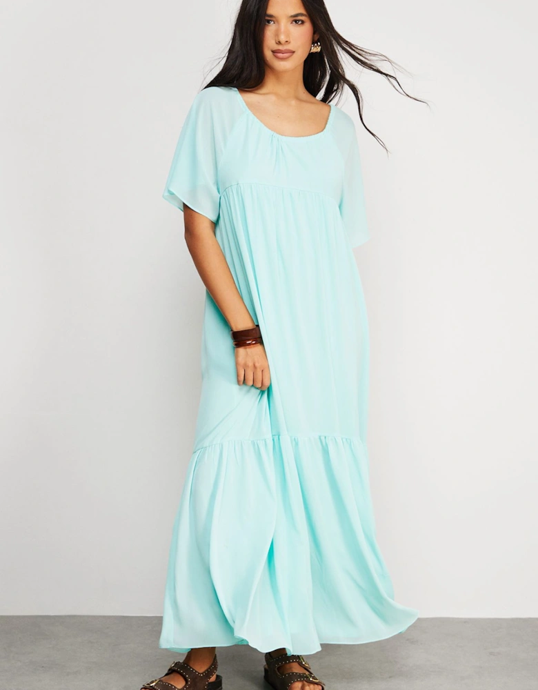 Chiffon Tier Smock Midi Dress
