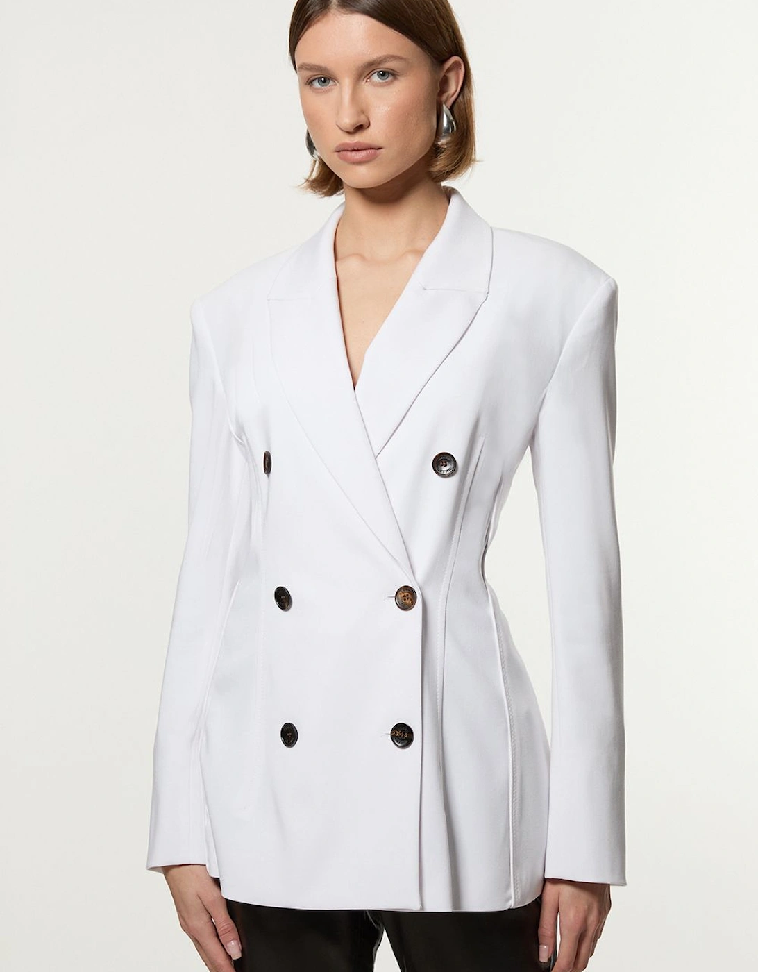 Tailored Contrast Tipped Stitch Detail Double Breasted Jacket, 2 of 1