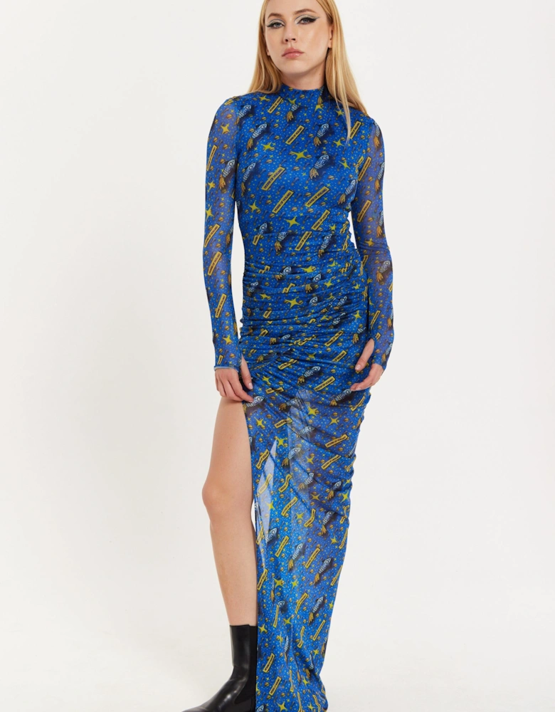 Rocket Print Mesh Dress