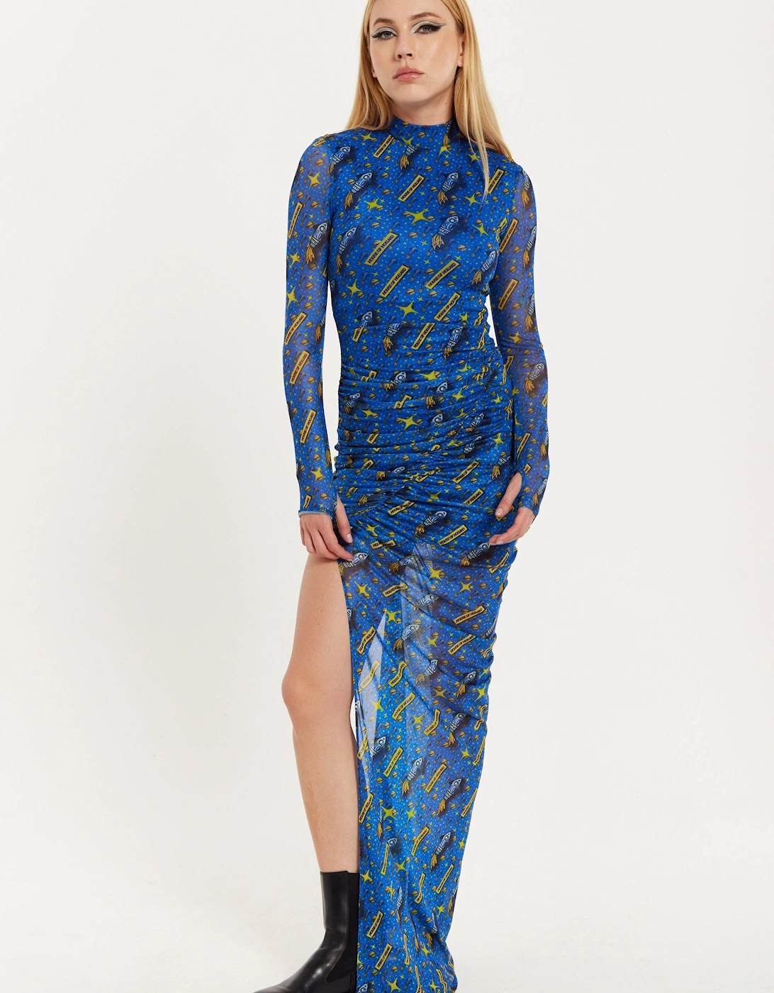 Rocket Print Mesh Dress, 2 of 1