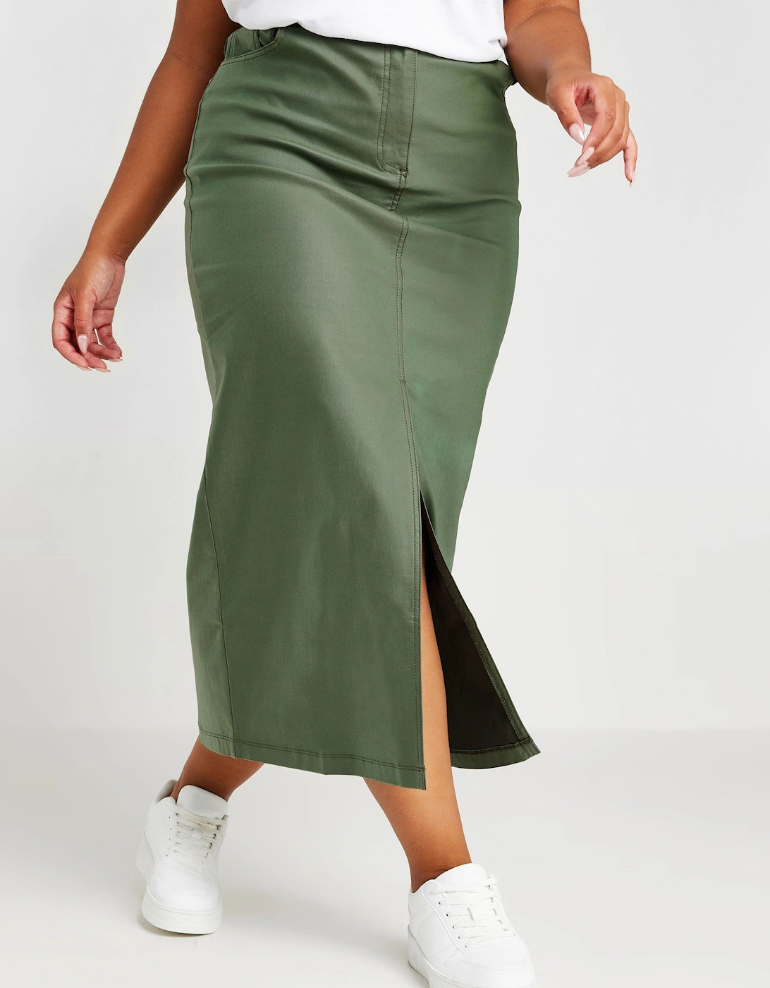 Coated Split Hem Midaxi Skirt, 2 of 1