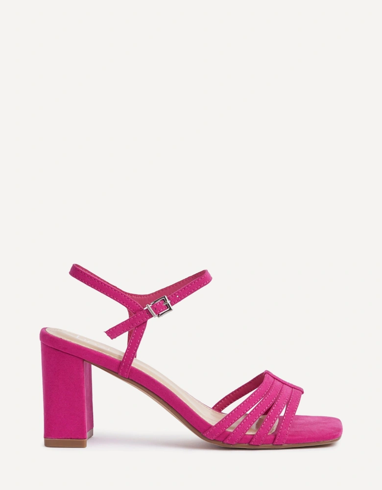 Annie Fuchsia Faux Suede Strappy Block Heel