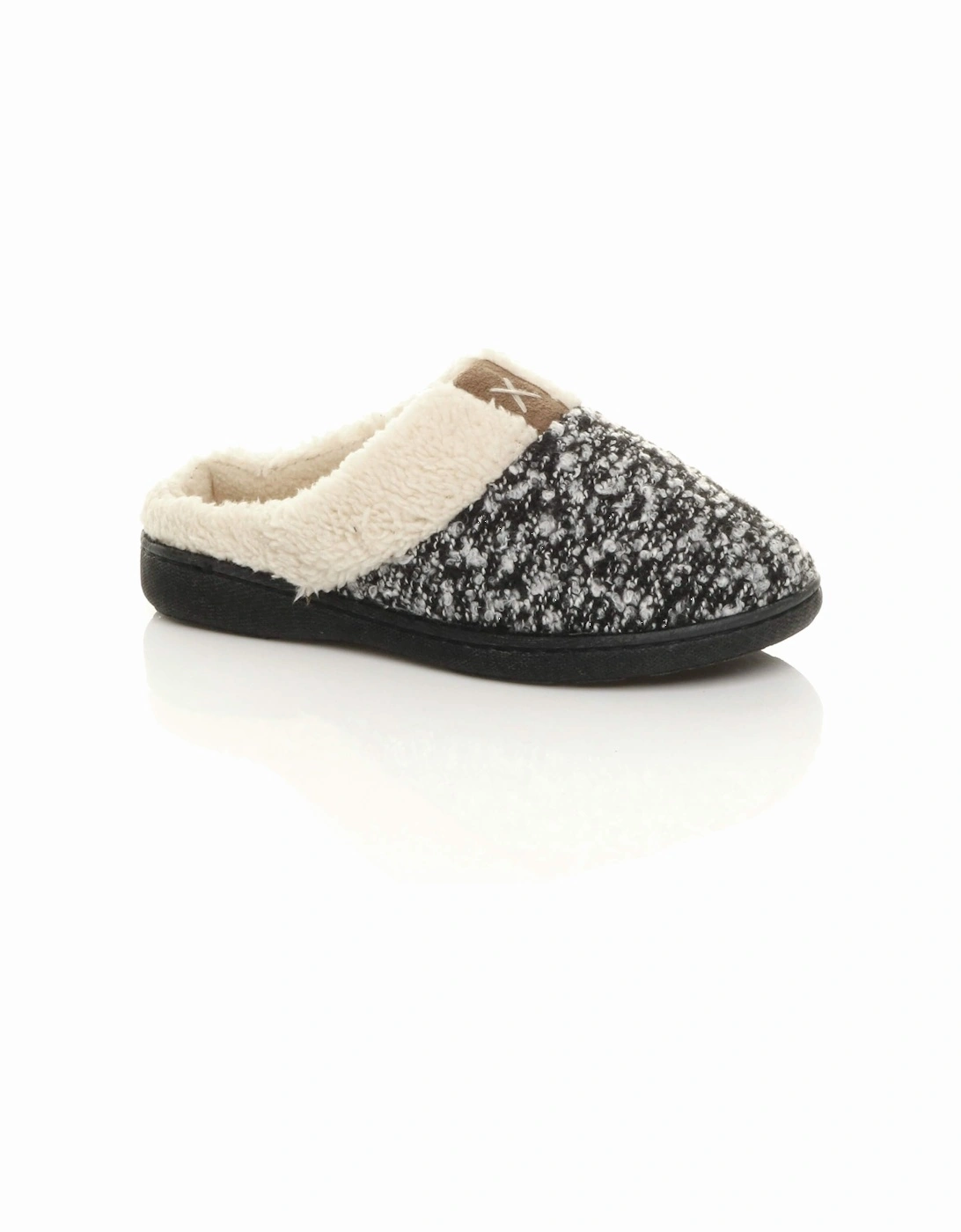 Flat  Heel Two Tone Borg  Slippers, 2 of 1