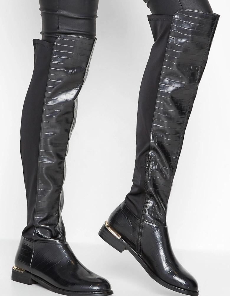 Knee High 50/50 Faux Leather Croc Boots