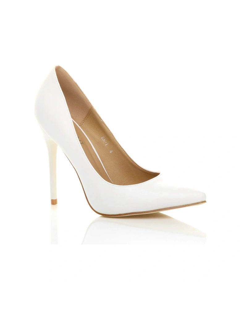 High Stiletto Heel  Faux Leather Court Shoes