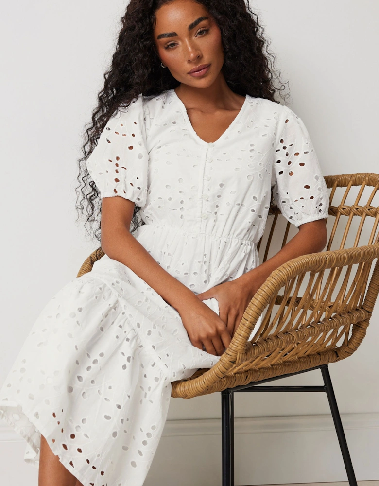 Petite Broderie Tiered Dress