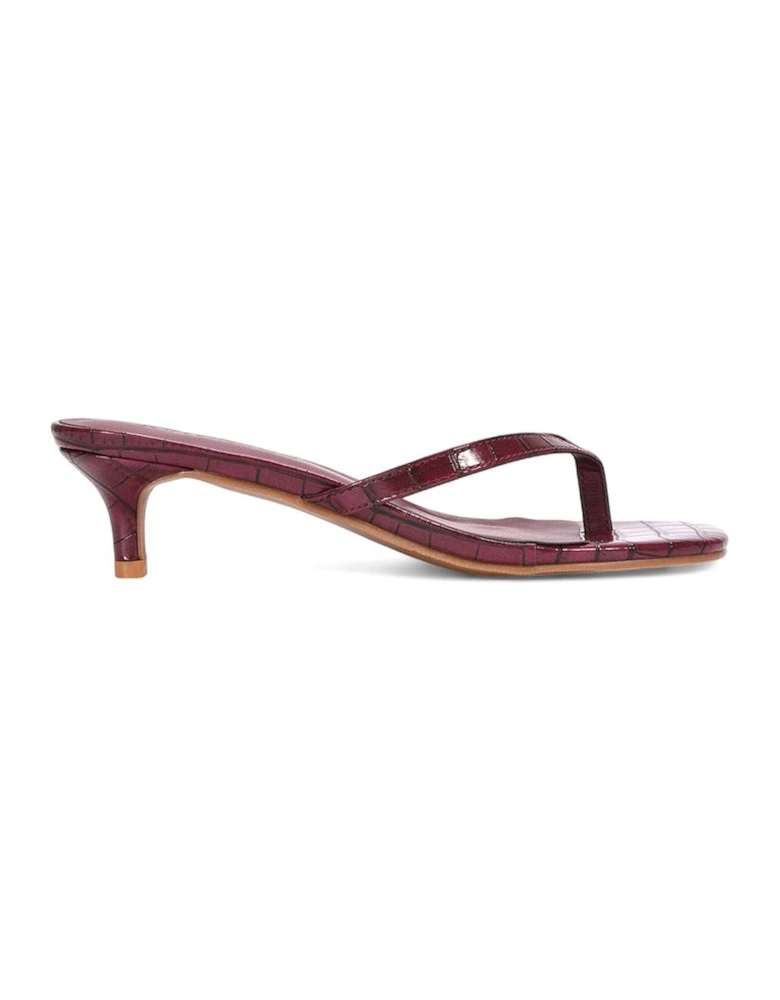 'Jane' Toe Post Low Kitten Heel Mule Sandal Shoes