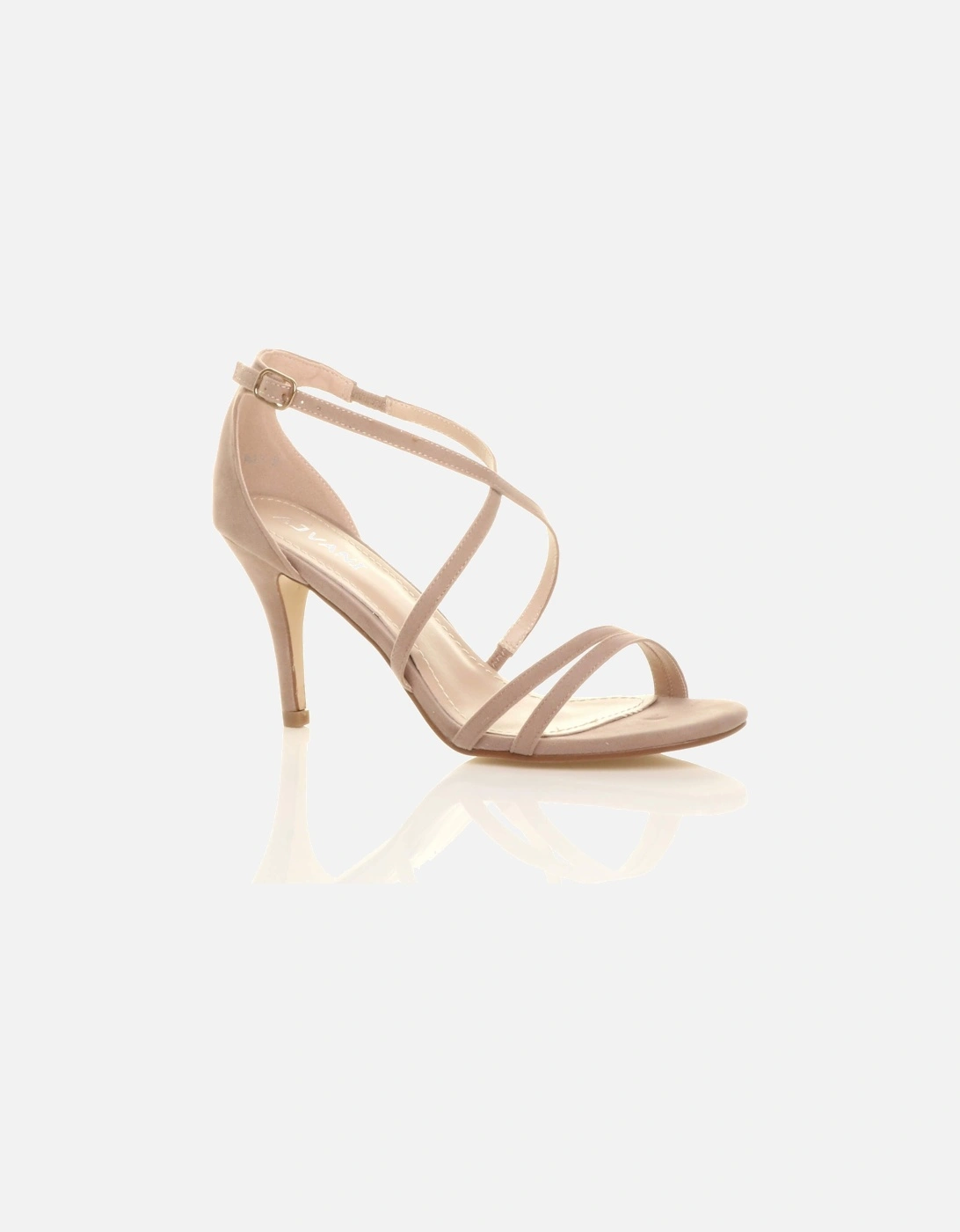 High  Heel Crossed Straps Buckle Faux Suede Heeled Sandals, 2 of 1