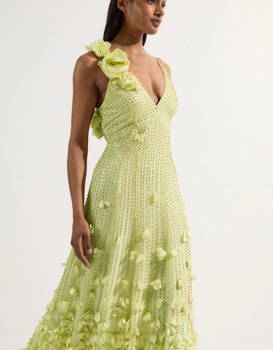 Crystal Applique Strappy Rosette Woven Maxi Dress, 2 of 1