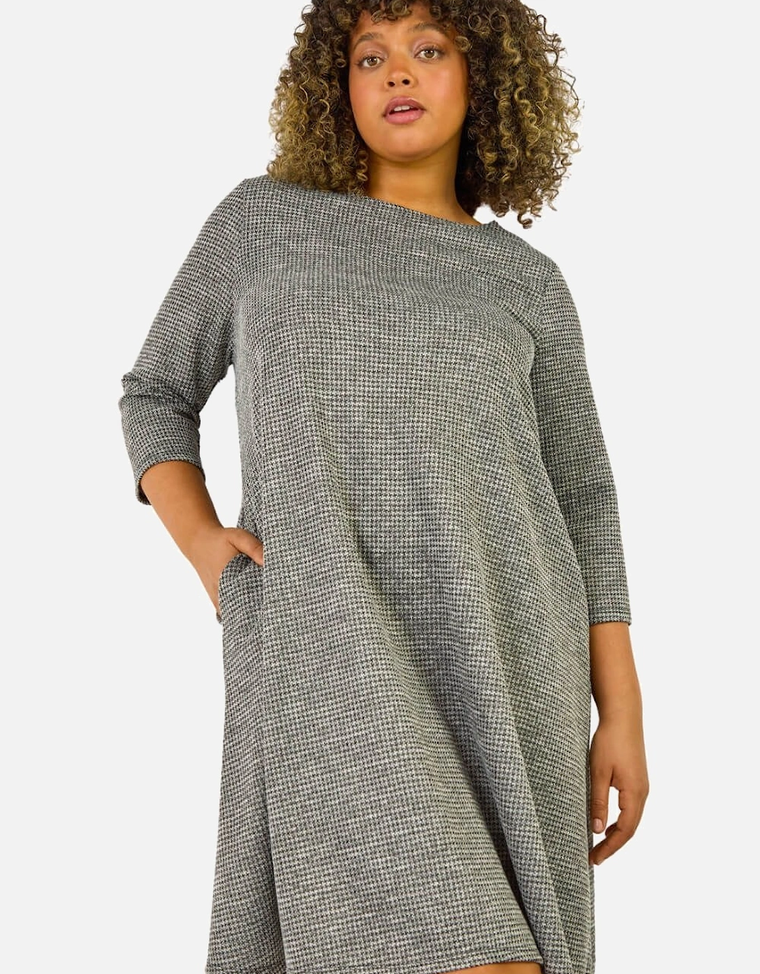 Curve Check Print Swing Pocket Dress, 2 of 1