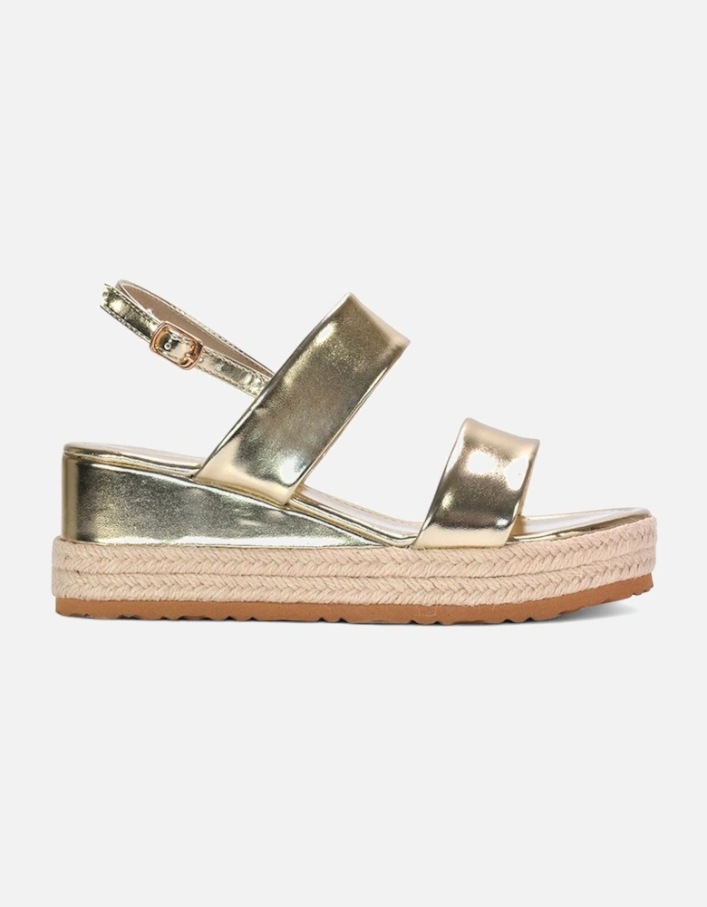 'Ally' Low Heel Platform Wedge Espadrill  Slingback Sandals