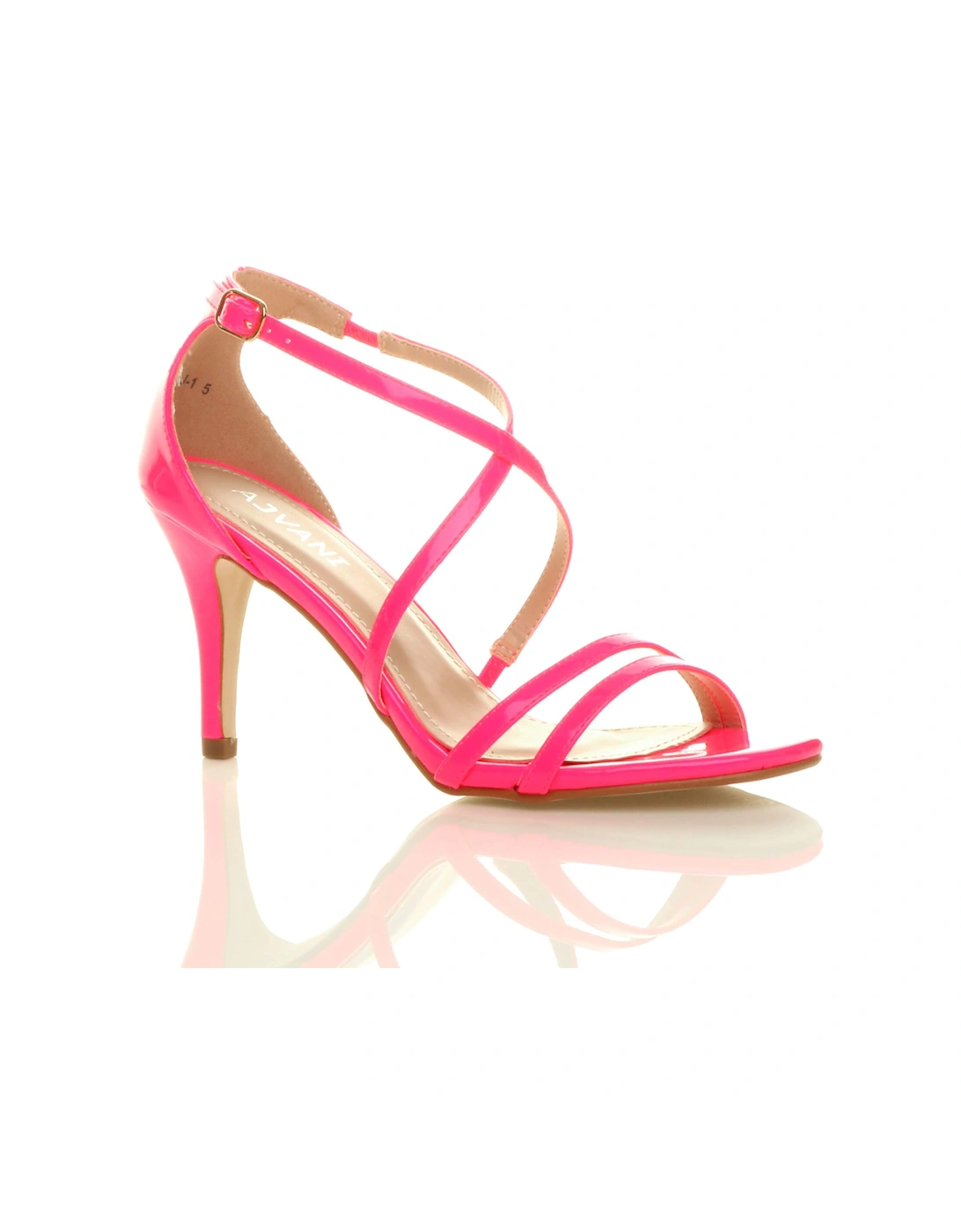 High  Heel Crossed Straps Buckle Patent Heeled Sandals, 2 of 1