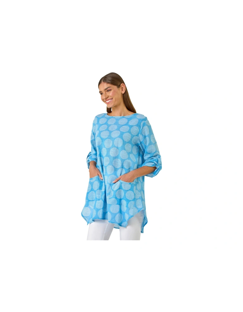 Spot Print Longline Tunic Top