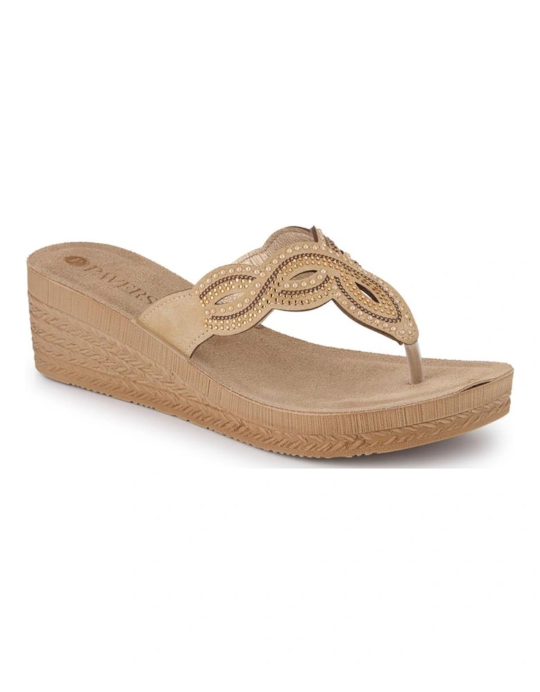 Embellished Wedge Toe Post Sandals