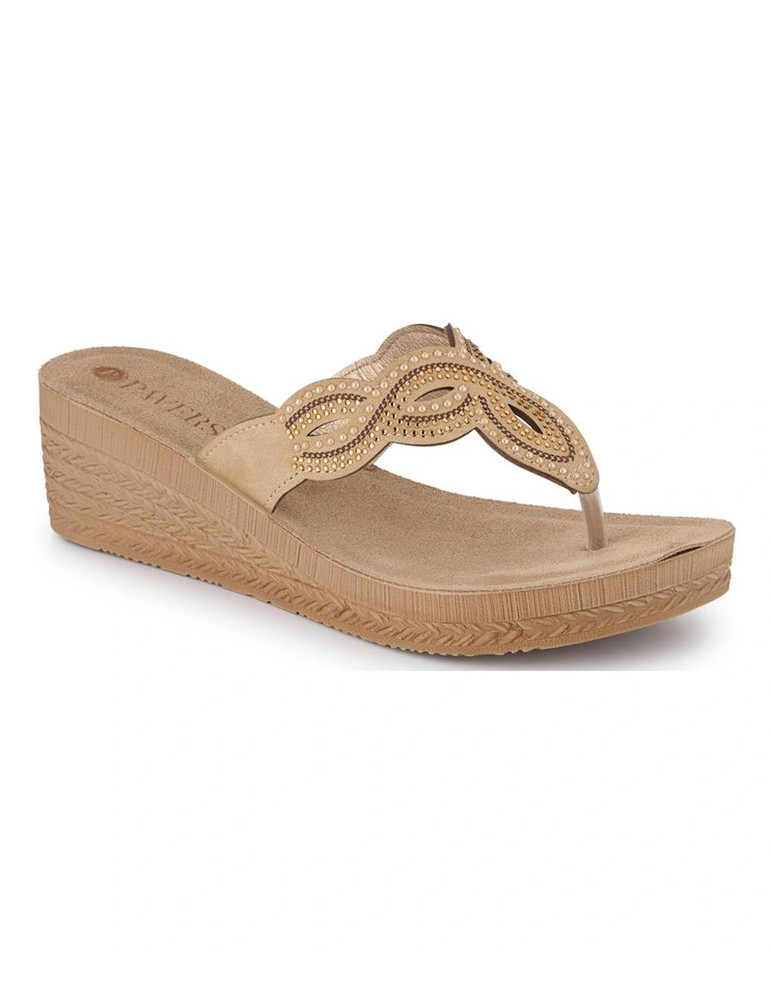 Embellished Wedge Toe Post Sandals, 2 of 1