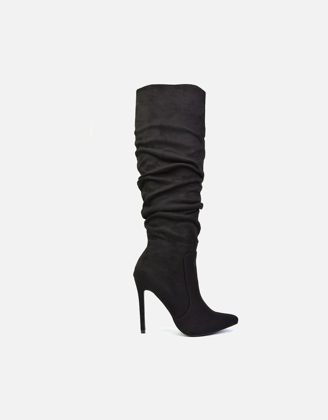 'Milani' Ruched Pointed Toe Stiletto Heel Knee High Boots, 2 of 1