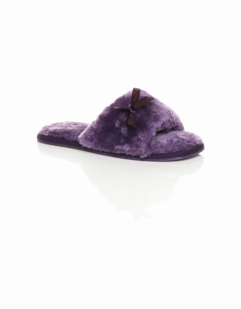 Flat  Heel Peep Toe Sandals Faux Fur Slippers