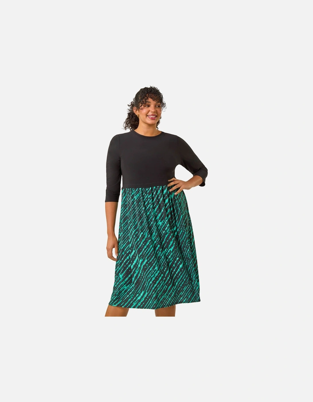 Curve Contrast Skirt Stretch Dress, 2 of 1