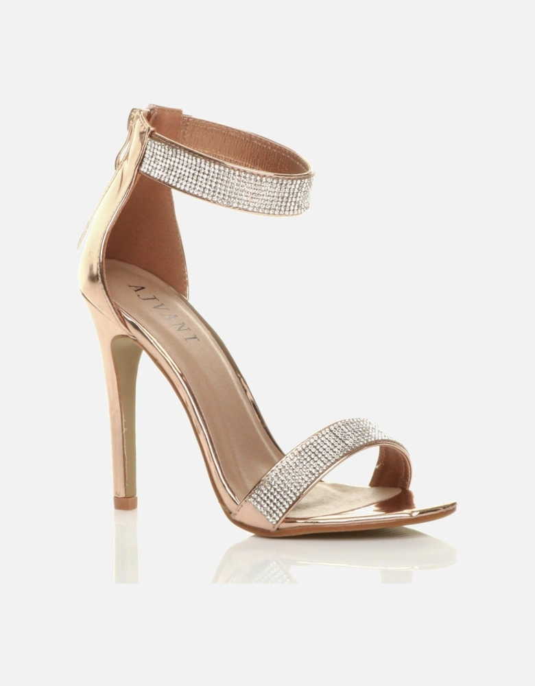 High  Heel Diamante Barely There Patent Heeled Sandals