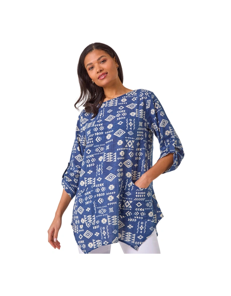 Longline Print Tunic Top