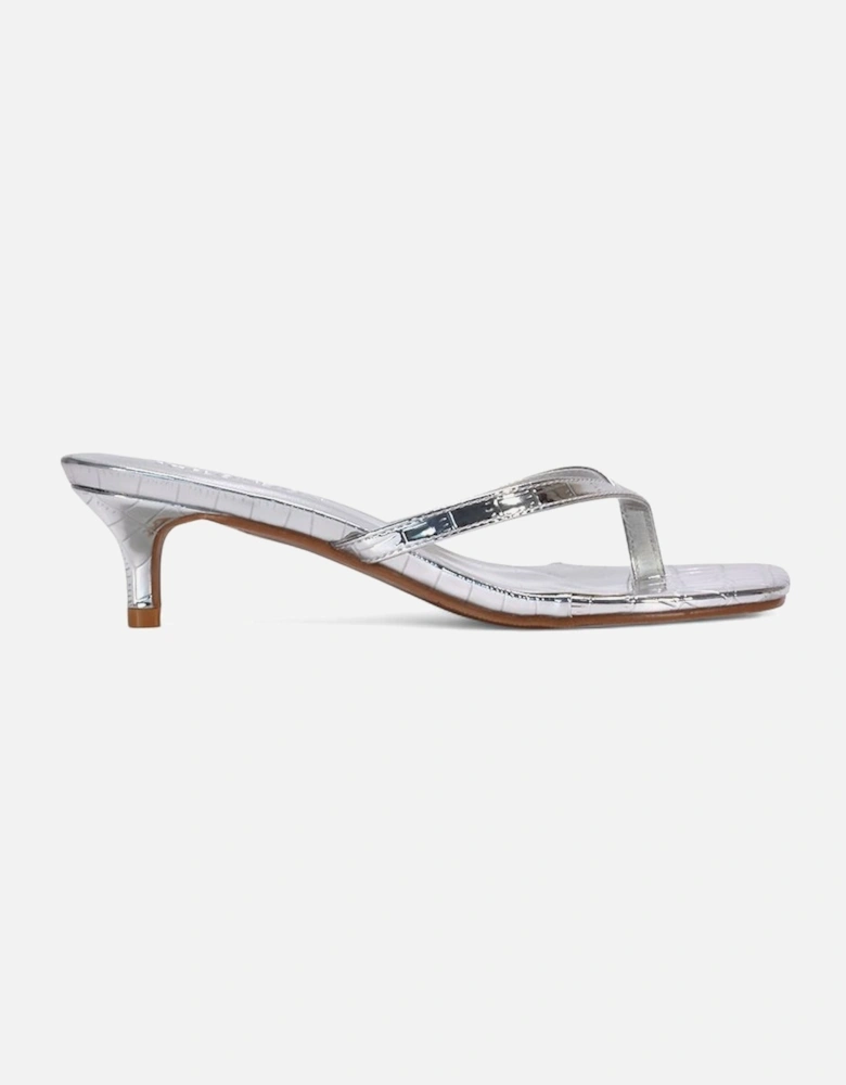 'Jane' Toe Post Low Kitten Heel Mule Sandal Shoes