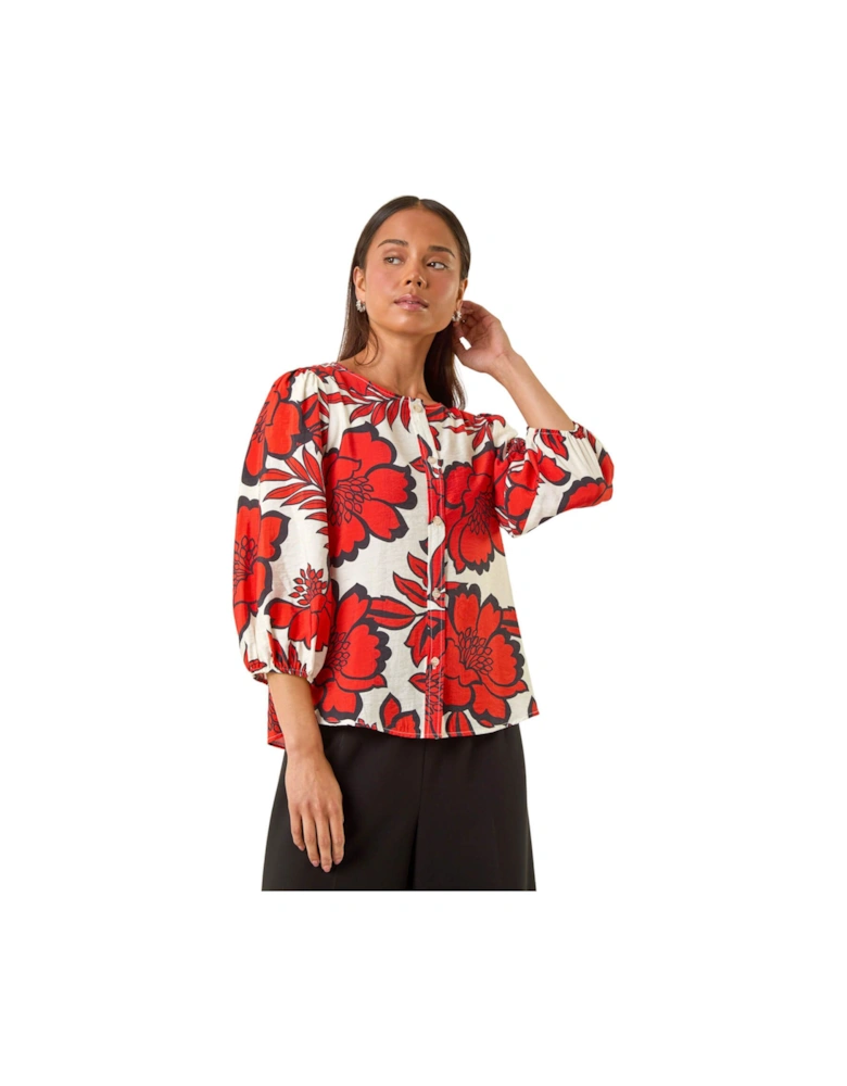 Petite Floral Buttoned Blouse