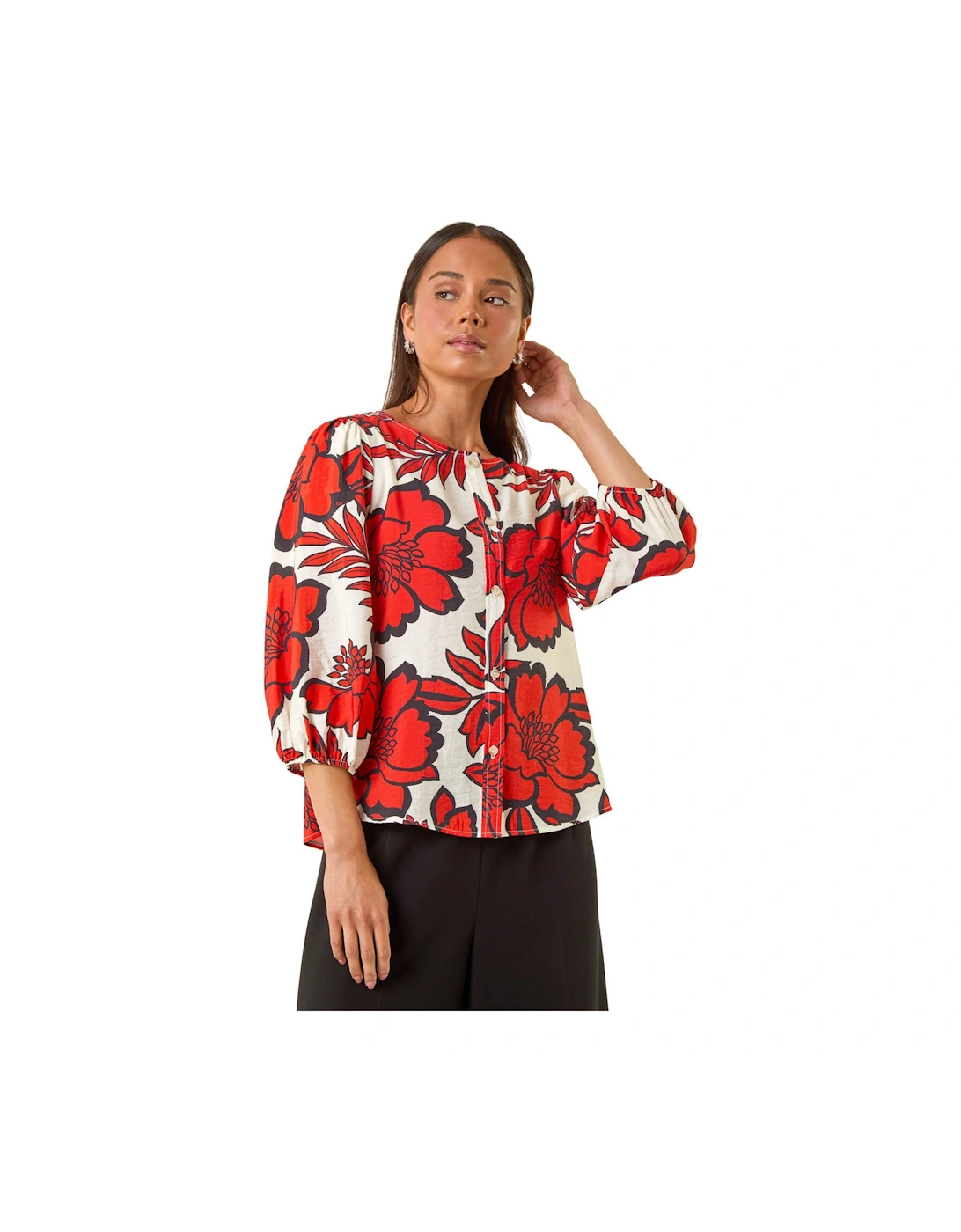 Petite Floral Buttoned Blouse, 2 of 1