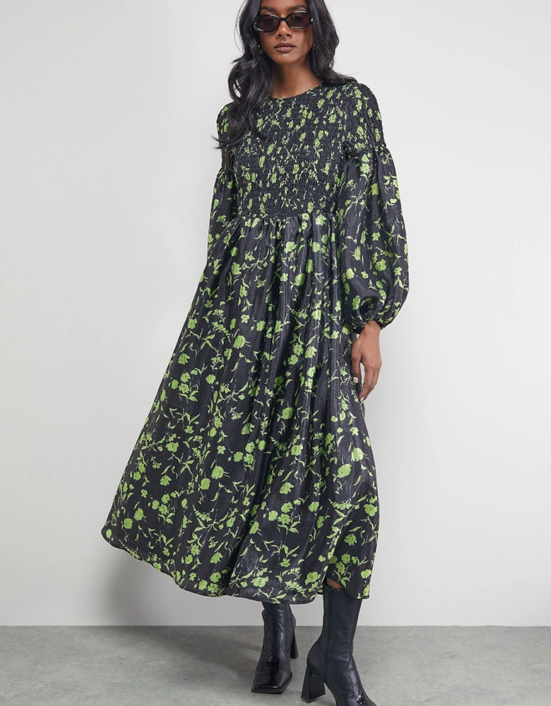 Petite Textured Organza Shirred Midaxi Dress