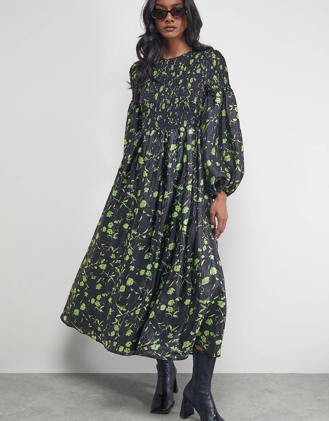 Petite Textured Organza Shirred Midaxi Dress, 2 of 1