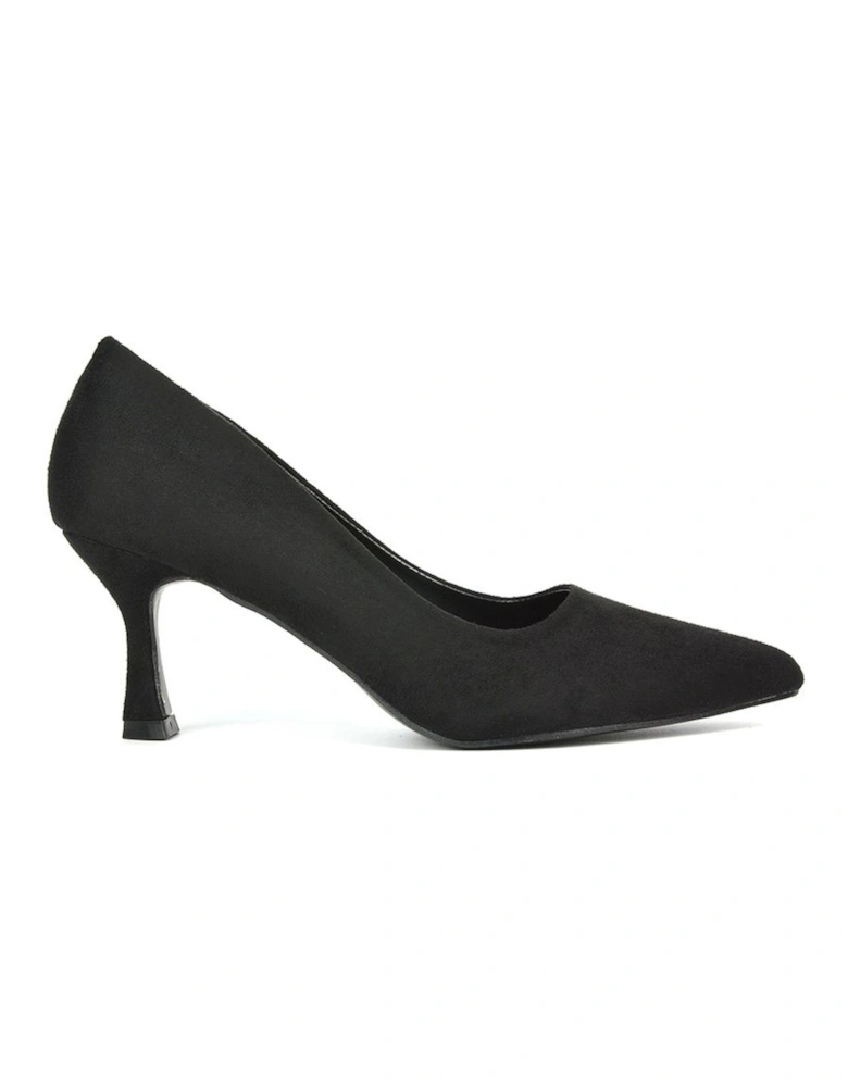 'Lisa' Slip On Pointed Toe Court Shoe Pumps With Stiletto Mid Heel