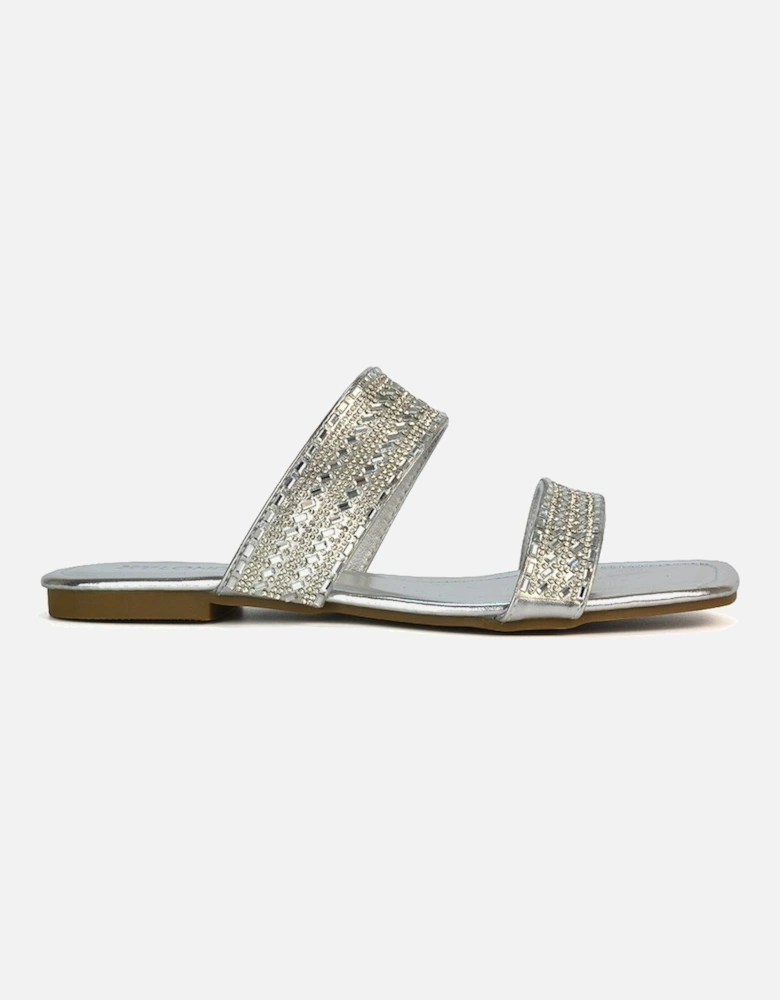 'Lucy' Slip On Flat Cork Slider Mules