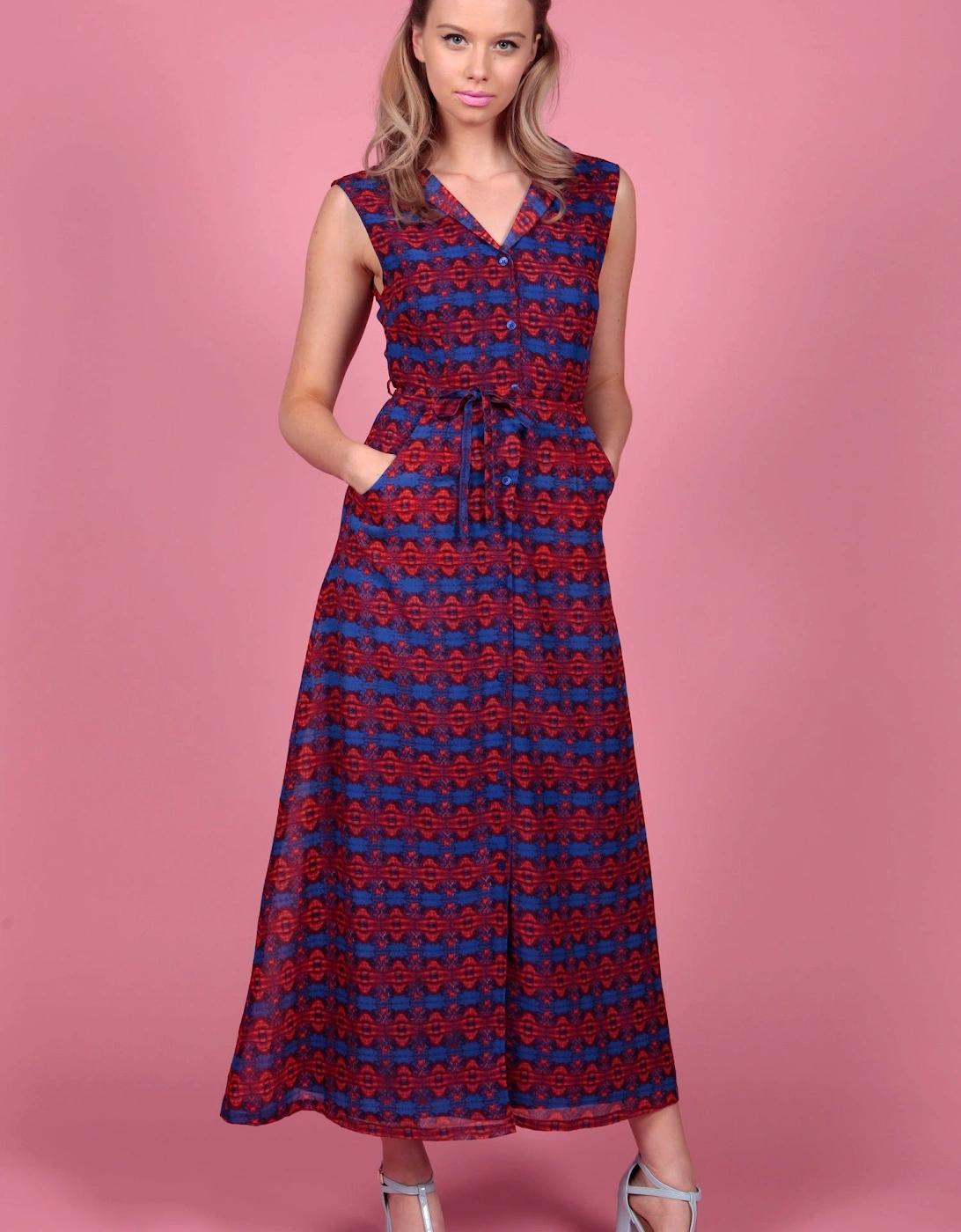 Vibrant Geometric Print Maxi Shirt Dress, 2 of 1
