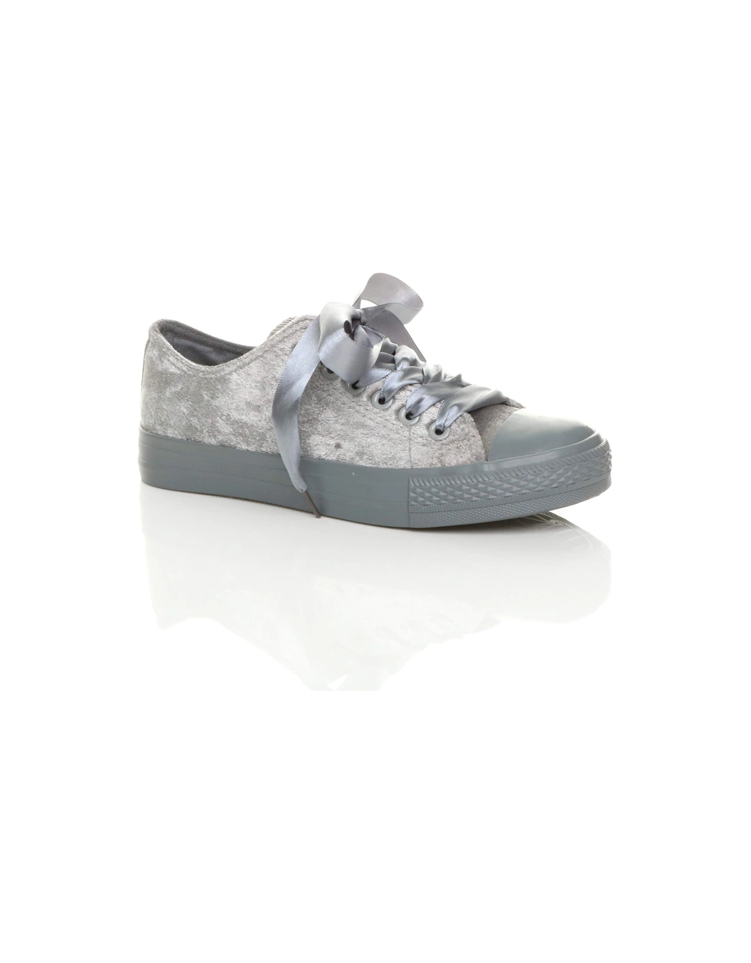 Flat  Heel Velvet Ribbon Lace Up  Plimsolls, 2 of 1