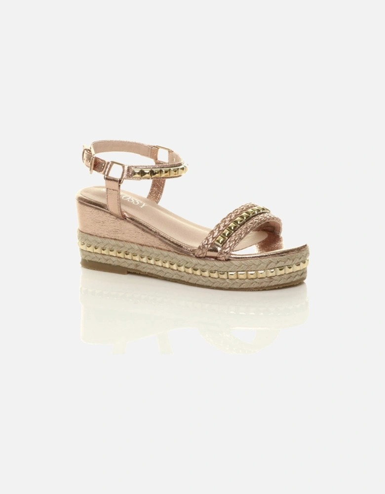 Mid Wedge Heel Studded Flatform Sandals  Espadrilles